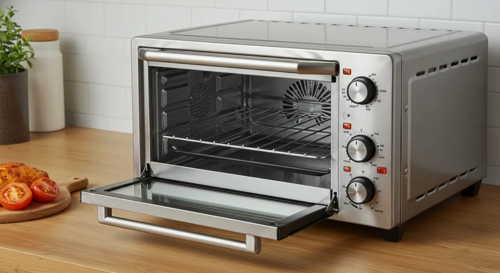 Forno elétrico de bancada moderno em cozinha minimalista